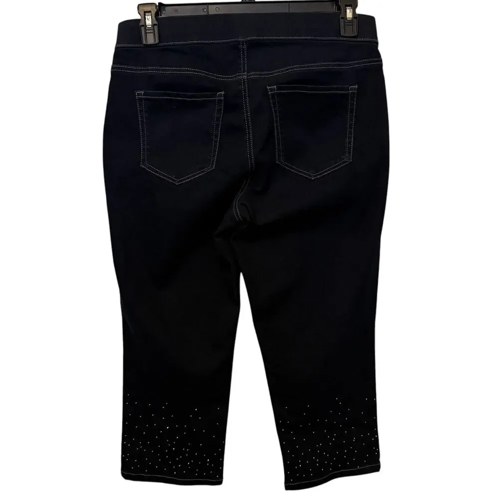 New Directions Capri Crop Jeans Silver Studded Size 10